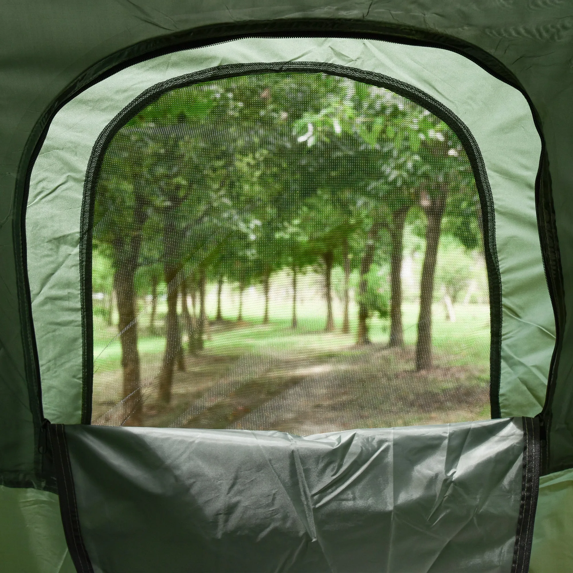 1-person Foldable Camping Tent W/ Sleeping Bag-Army Green
