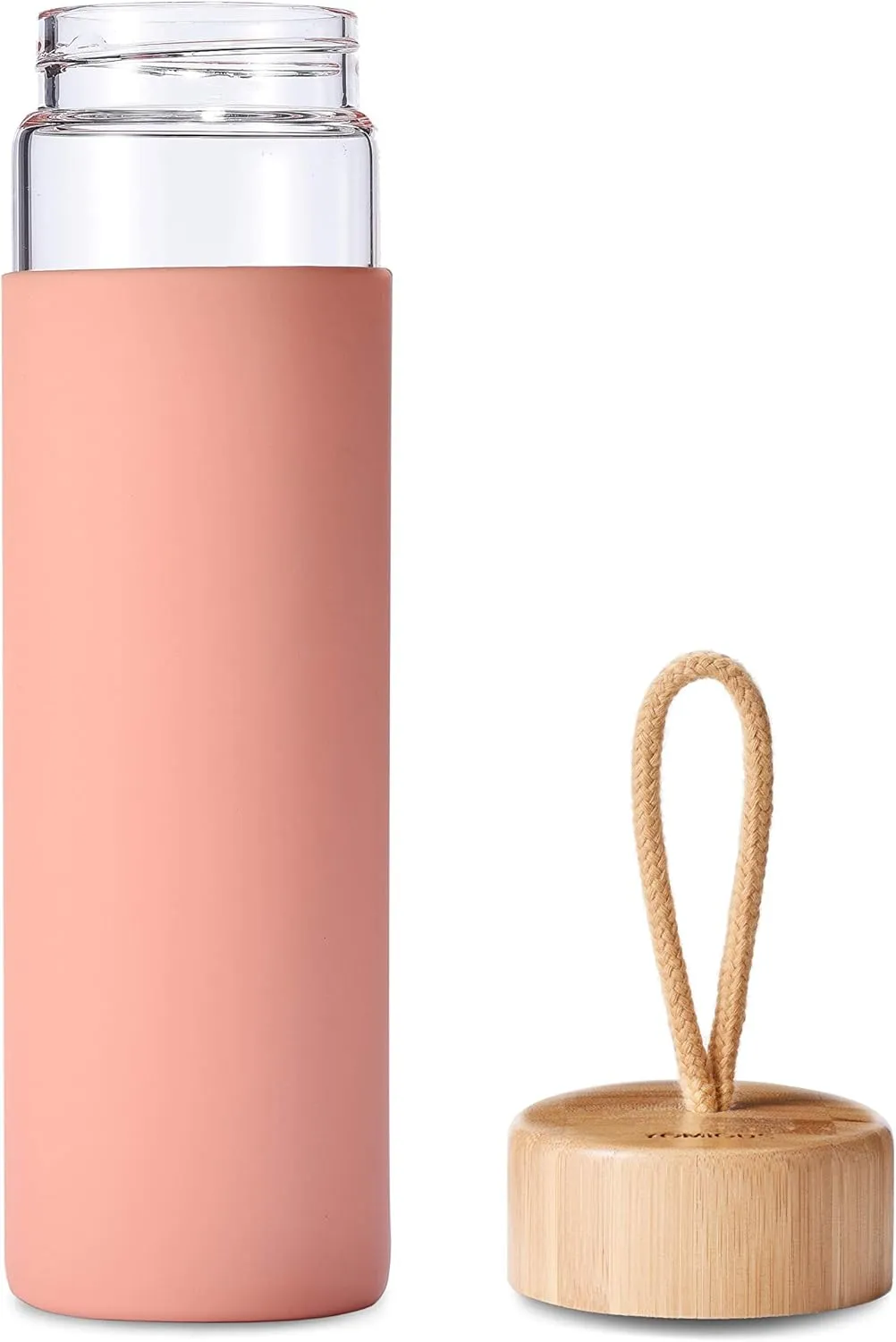 20 Oz Borosilicate Glass Water Bottle with Bamboo Lid and Silicone Sleeve  Reusable BPA Free Drinking Bottle with Lids - Cute Bottle for Women - Glass Shaker Bottle (Dahlia)