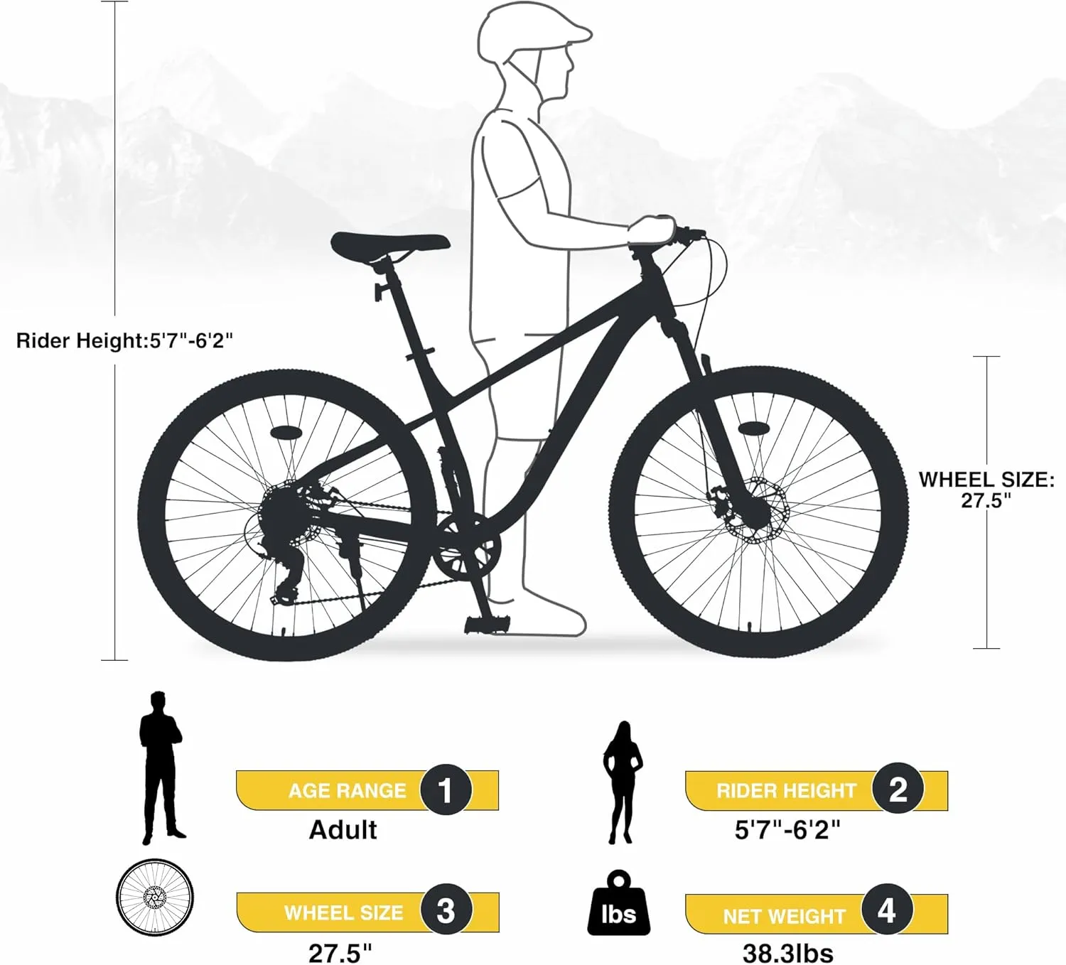 27.5/29 Inch Mountain Bike, Single Speed/ 8 Speeds MTB, Steel Frame, Front Suspension Fork, Disc Brake Bicycle for Women Men Adult,Multi Color