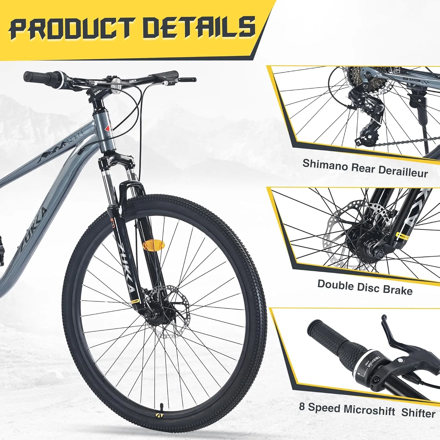 27.5/29 Inch Mountain Bike, Single Speed/ 8 Speeds MTB, Steel Frame, Front Suspension Fork, Disc Brake Bicycle for Women Men Adult,Multi Color