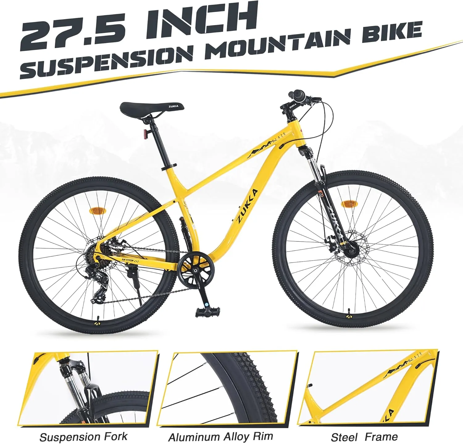 27.5/29 Inch Mountain Bike, Single Speed/ 8 Speeds MTB, Steel Frame, Front Suspension Fork, Disc Brake Bicycle for Women Men Adult,Multi Color