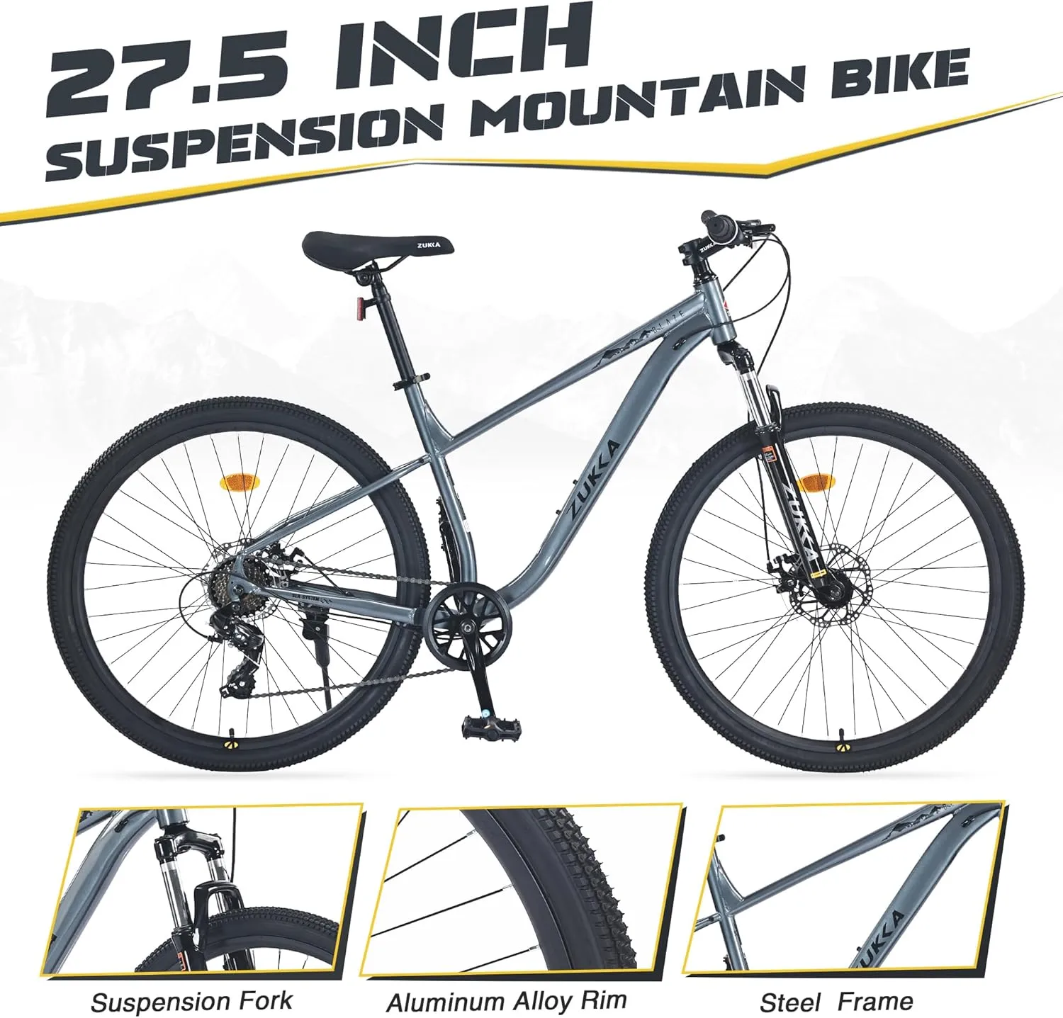 27.5/29 Inch Mountain Bike, Single Speed/ 8 Speeds MTB, Steel Frame, Front Suspension Fork, Disc Brake Bicycle for Women Men Adult,Multi Color