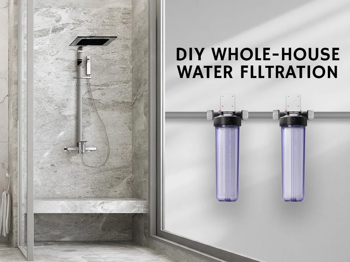Airthereal Whole House Water Filter Housing, Sediment Filters for Well and City Water, 20"x4.5" Sediment Whole House Water Filter Cartridges with 1" NPT Port and Include 1-Pack CTO Filter