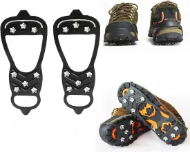 Anti-Slip Snow Ice Cleats 8 Steel Studs Anti Slip Ice Snow Grips Crampons Outdoor Adventure Walk Hiking Shoes Traction Cleats, Anti-Slip Gear for Wet Mud, Ice and Snow(US Size L 8-11)