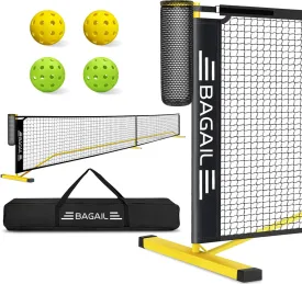 BAGAIL Portable Pickleball Net Set, 22 FT Regulation Size Pickle Ball Net with Ball Collector, Carry Bag, Easy Setup for Outdoor Indoor Driveway - Red