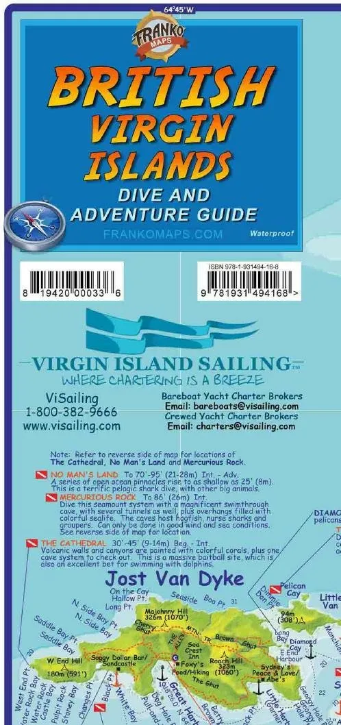British Virgin Islands Dive Guide BVI Waterproof Map Map  May 31, 2021