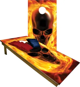 CornholeGamesUSA Handmade Premium Wooden Cornhole Board Set - Skull Series - Handmade in USA, Regulation Size 2'x4', Made of Baltic Birch | Includes 8 Cornhole Bags