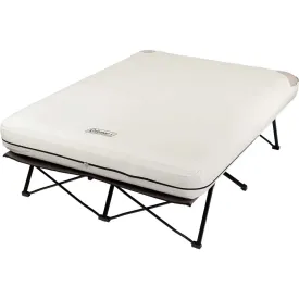 Deluxe Folding Camping Cot and Inflatable Mattress Set with Portable Pump and Side Table