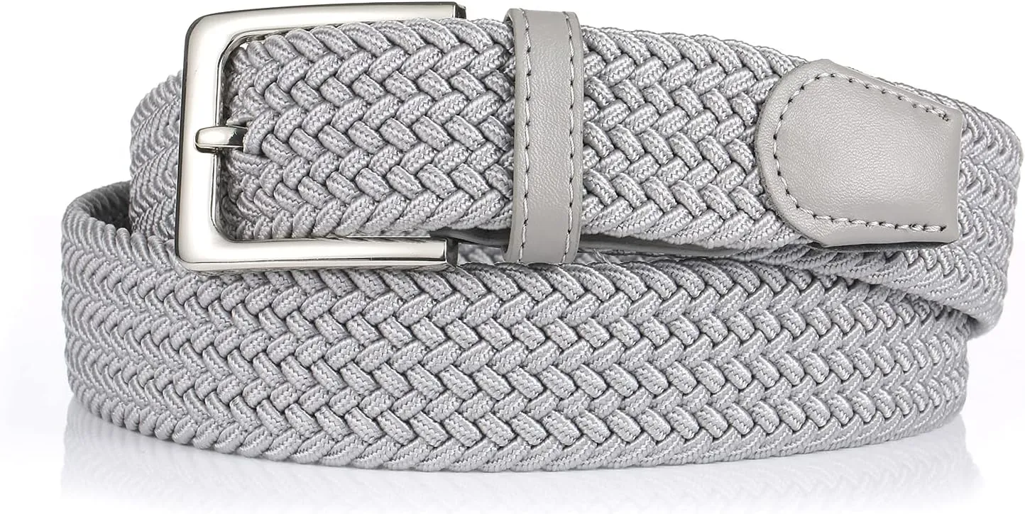 Elastic Braided Belt, 1 3/8", Woven Stretch Belt for Golf Casual Jeans Shorts Pants