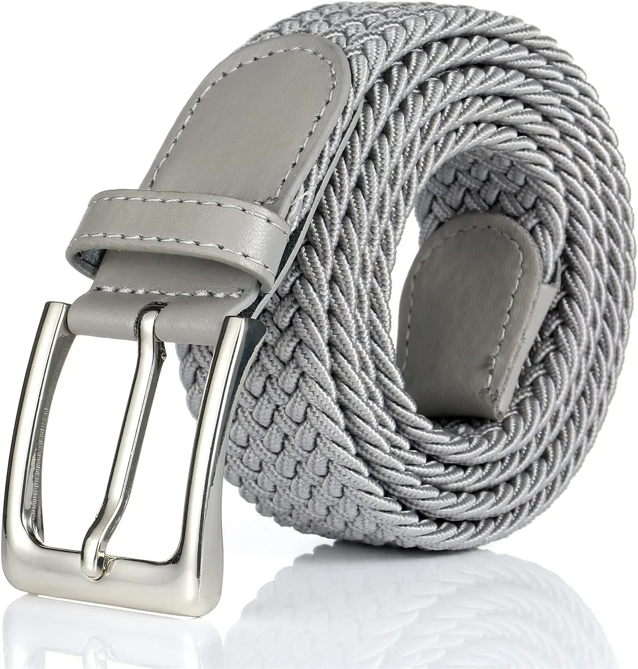 Elastic Braided Belt, 1 3/8", Woven Stretch Belt for Golf Casual Jeans Shorts Pants