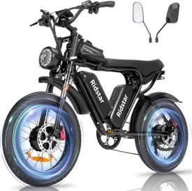 Electric Bike for Adults, ///,25/30/35MPH Dirt Bike, 48V 15/20AH,52V 40AH Removable Battery, Max 50-180Miles Motorcycle, 20" Fat Tire Ebike, 7-Speed & UL2849