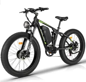 Electric Bike for Adults, Dual Motor AWD 2000W 35MPH Electric Bicycles, Removable Lithium Battery 48V/22.4AH, 21-Speed with Ignition Lock Hydraulic Disc Brake