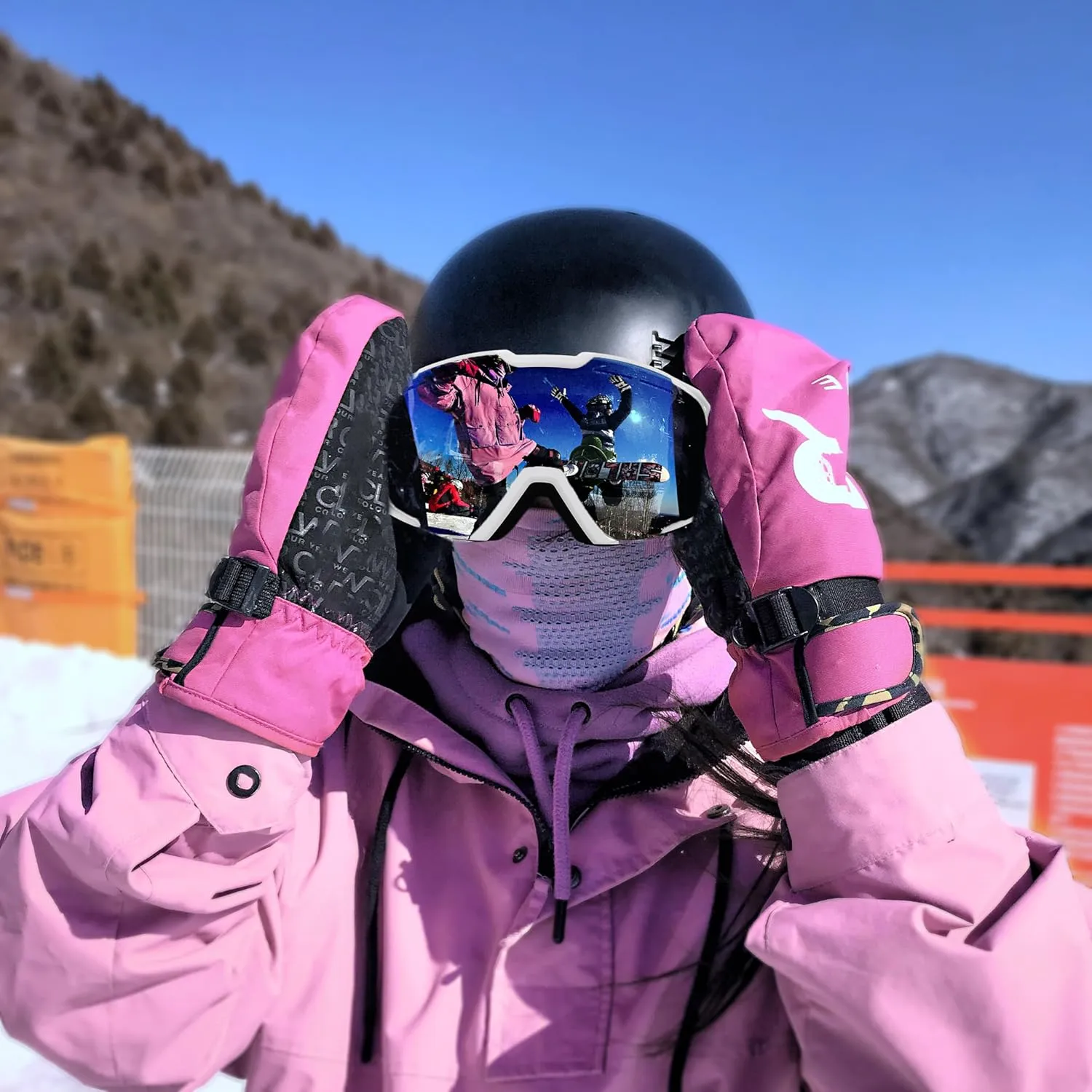 FEISEDY Ski Goggles, OTG Snow Sport Goggles for Adult Youth, Anti-Fog UV400 Protection Bendable Dual-Lenses B2961