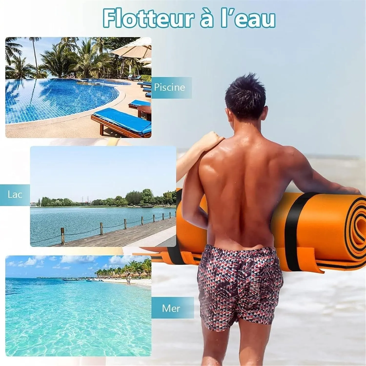 Floating Mat, Floating Water Mat, Floating Water Foam Pad Bouncy Tear Resistant Foam Mat Roll Up Floating River Rafts for Pool Beach Lake Ocean