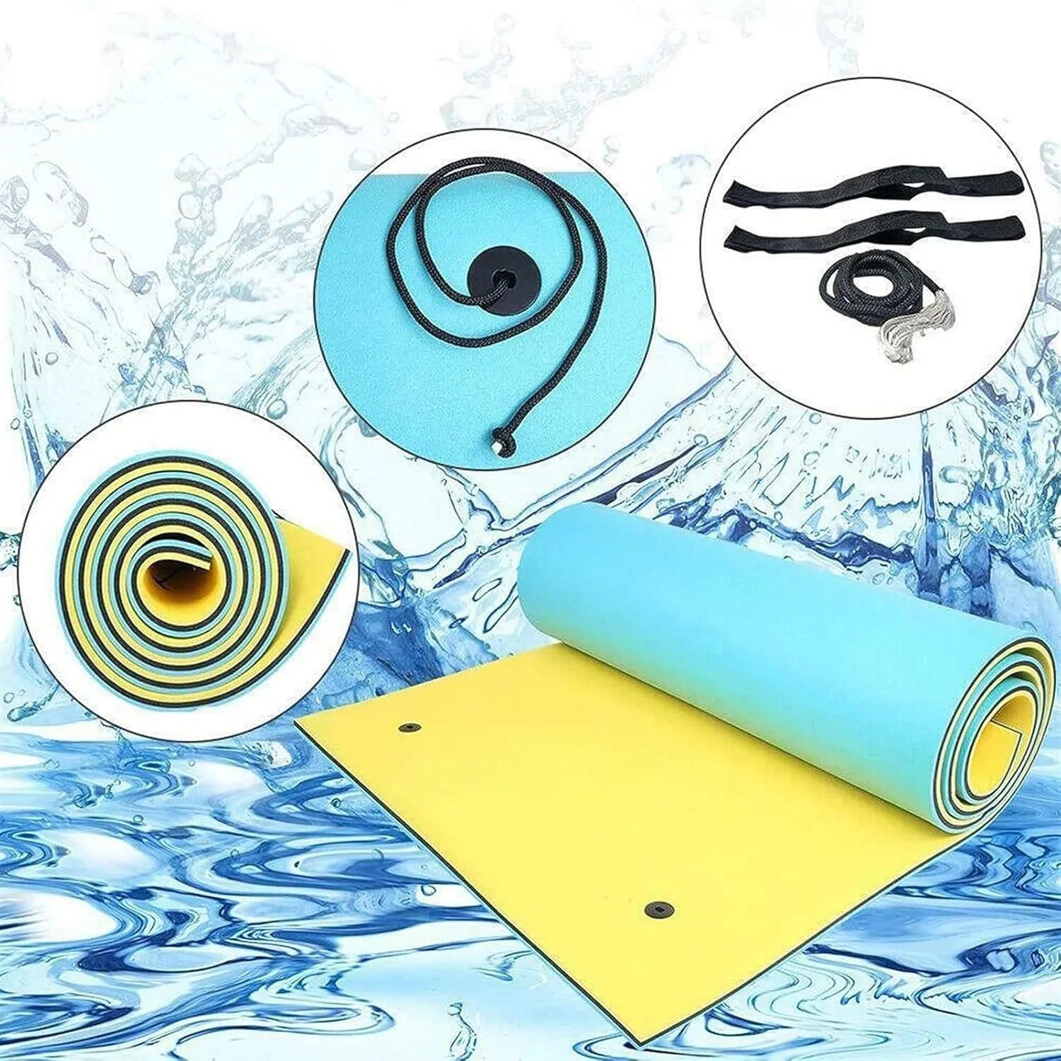 Floating Mat, Floating Water Mat, Roll-Up Floating Island River Rafts for Pool Lake Ocean Boat