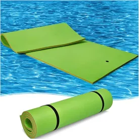 Floating Mat, Floating Water Mat, with Rolling Pillow Design, Bouncy Tear-Resistant 3-Layer XPE Foam, Roll-Up Floating Island River Rafts