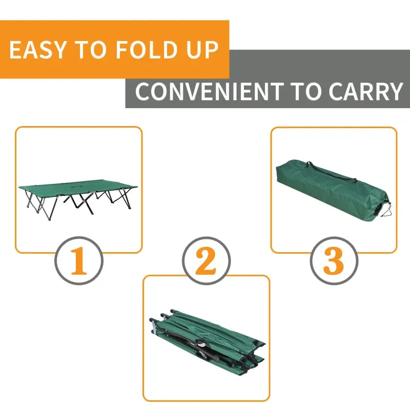 Foldable Double Camping Cot Sunbed - Green