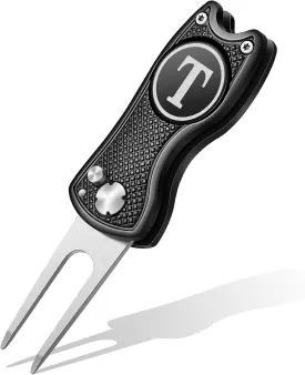 Golf Divot Repair Tool with Letter Custom Monogrammed Initial Ball Marker Divot Tool Foldable Metal with Magnetic Putt Alignment Golf Accessories Gifts for Men Father Golfer
