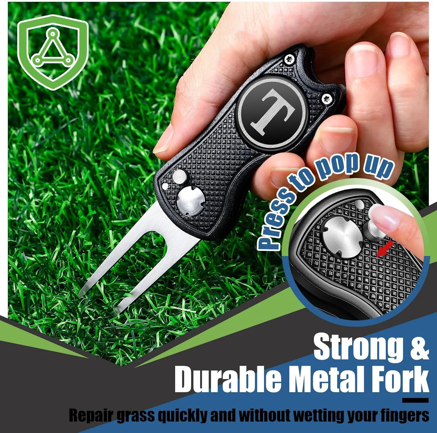 Golf Divot Repair Tool with Letter Custom Monogrammed Initial Ball Marker Divot Tool Foldable Metal with Magnetic Putt Alignment Golf Accessories Gifts for Men Father Golfer