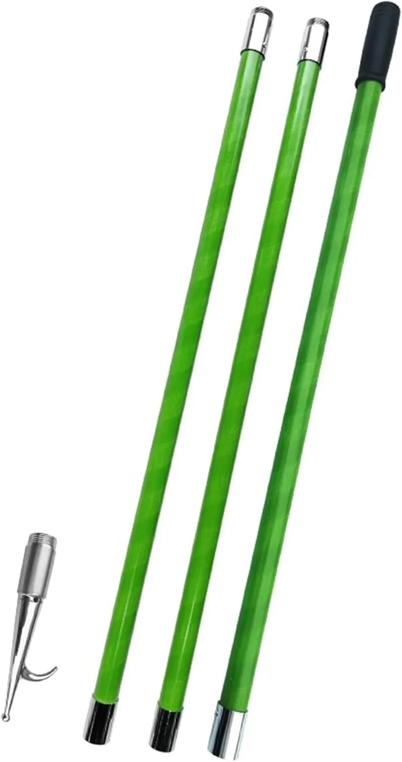 Katzowen 3/2 /1 M Long Portable Rescue Poles with Removable Stainless Steel Hook,  Green Push Pole for Boat, Life Raft/Boat/Yacht/Motorboat/Pool Water Salvage Tools
