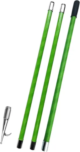 Katzowen 3/2 /1 M Long Portable Rescue Poles with Removable Stainless Steel Hook,  Green Push Pole for Boat, Life Raft/Boat/Yacht/Motorboat/Pool Water Salvage Tools