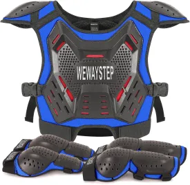 Kids Dirt Bike Gear Motorcycle Armor, Chest Protector Motocross Motorcycle Protective Gear Motorcycle Body Armor Vest with Elbow Knee Protector Pads Suit