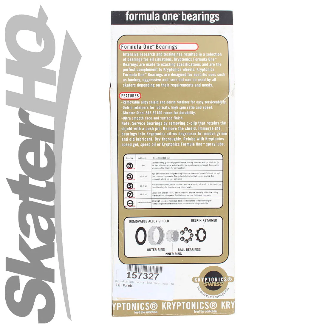 Kryptonics Swiss 8mm Bearings 16pk
