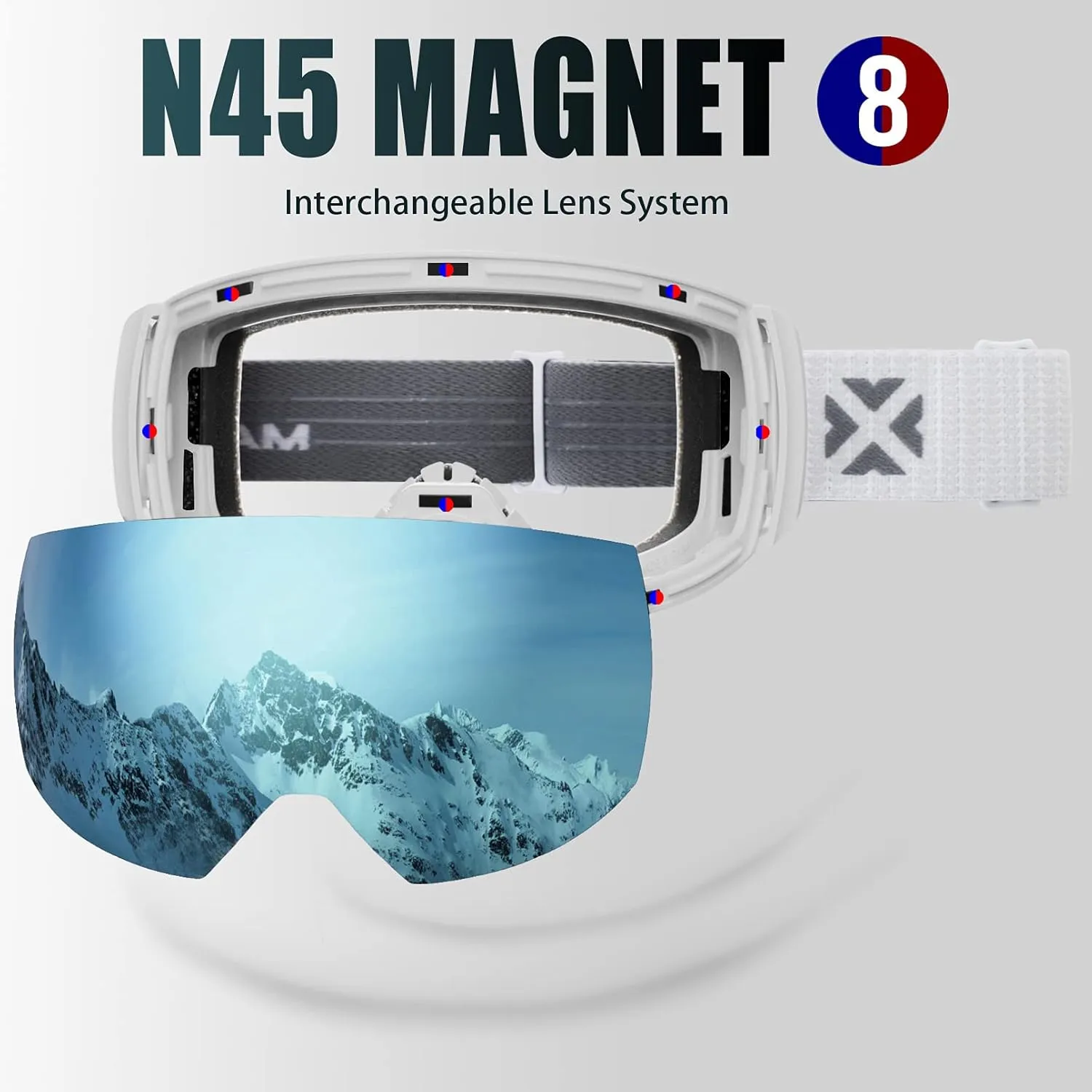 MAXJULI Ski Goggles Men Women,OTG Snow Goggles with Magnetic Interchangeable Anti-fog HD Lens UV Protection M6