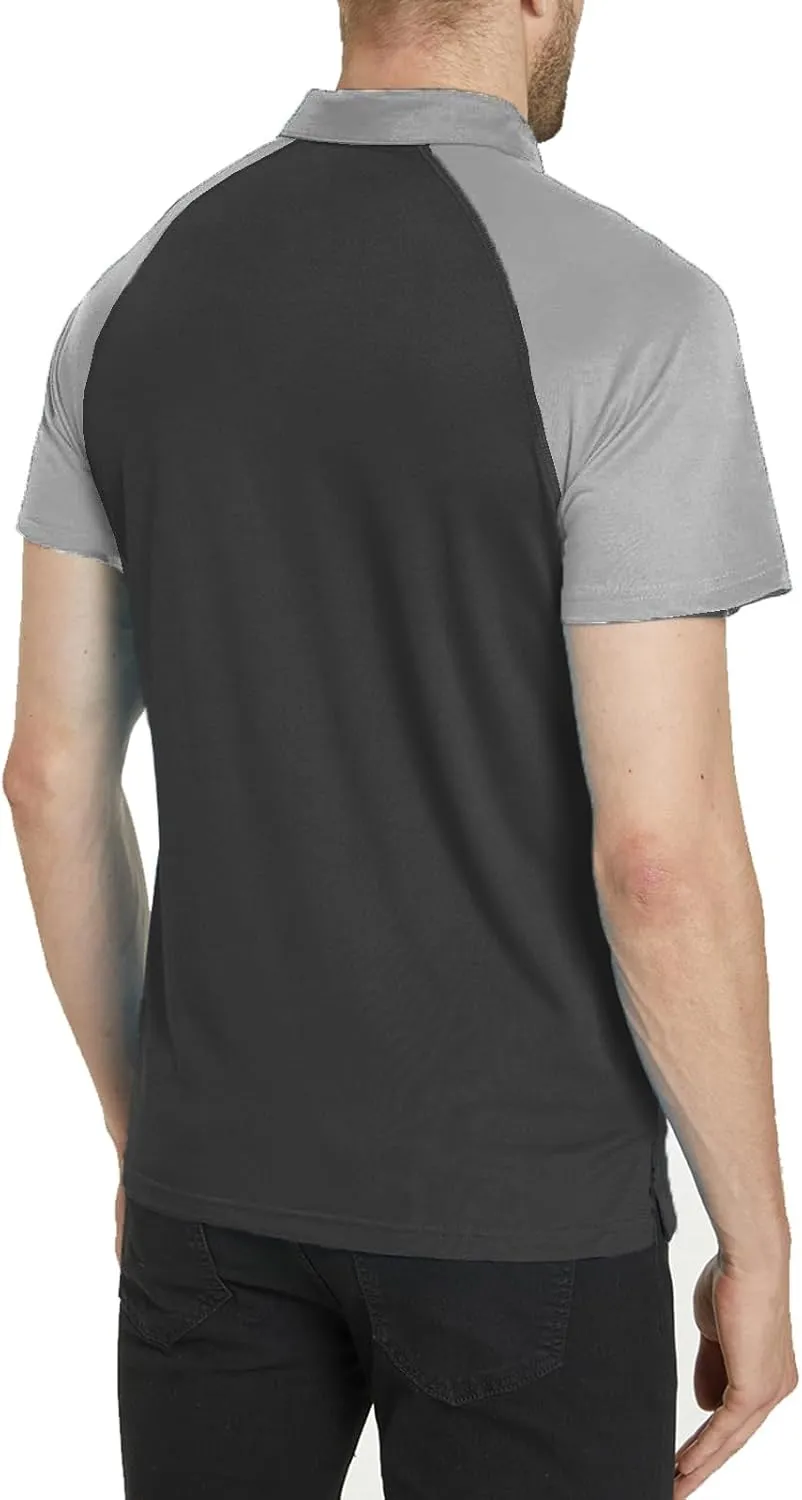 Men's Polo Shirt Short Sleeve Quick Dry American Flag Print Graphic Split Color Golf Shirt for Sport