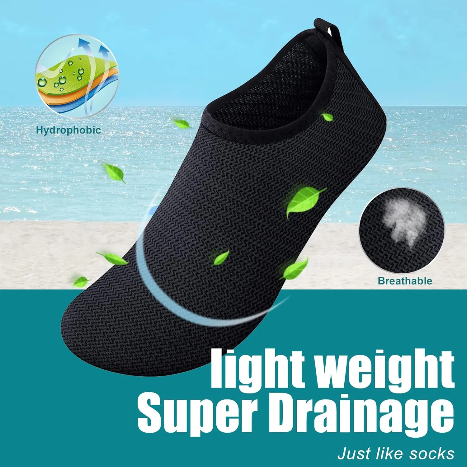 Metog Men Women Water Shoes Quick-Dry Aqua Socks Barefoot Slip-on for Beach Swim Sport Surf Yoga Exercise