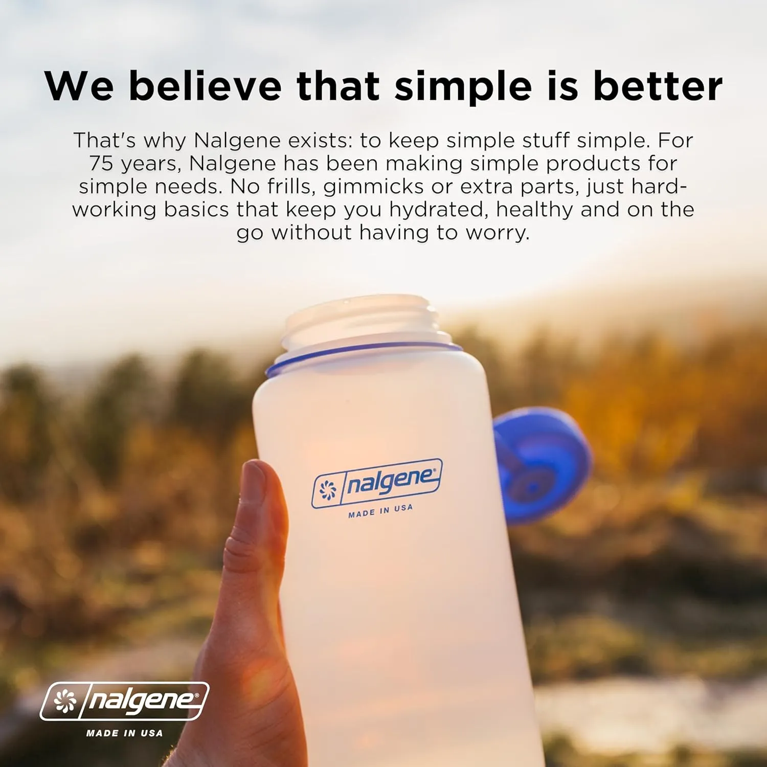 Nalgene Sustain Tritan BPA-Free Water Bottle Made with Material Derived From 50% Plastic Waste (using ISCC certified mass balance), 32 OZ, Wide Mouth, Gray w/ Black Lid