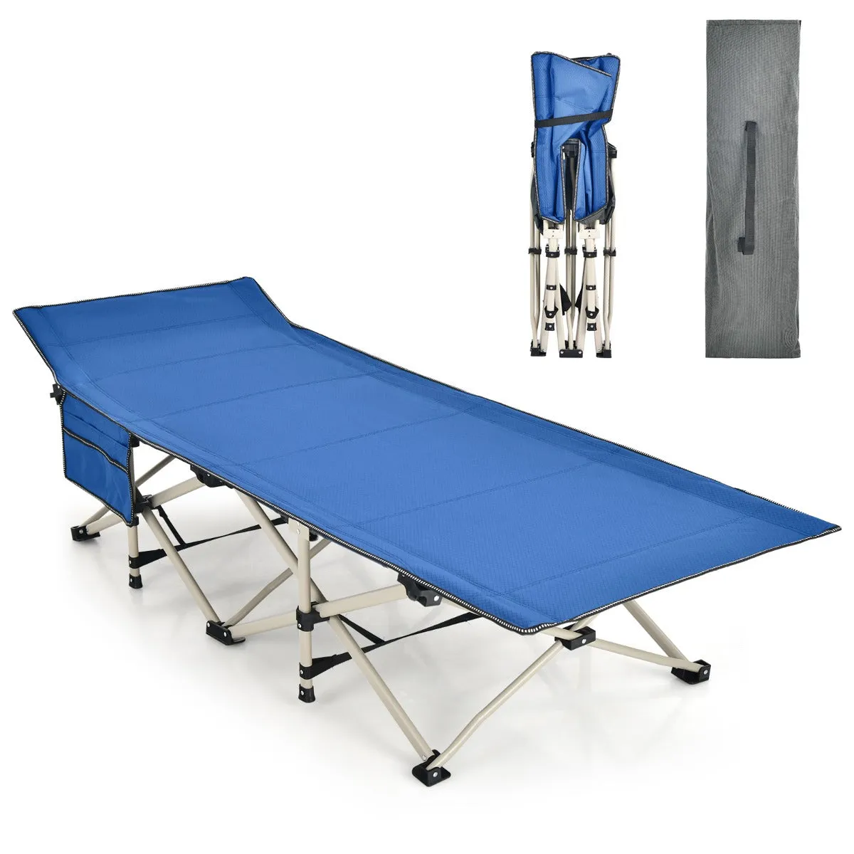 NNECW Foldable Camping Cot with Carry Bag for Camp &amp Beach &amp Home &amp Office-Blue