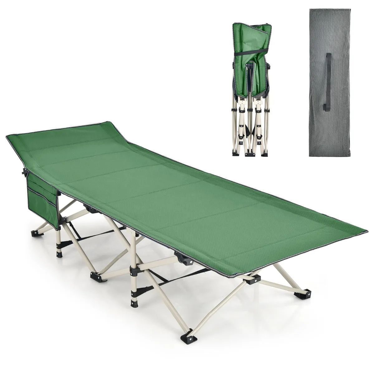 NNECW Foldable Camping Cot with Carry Bag for Camp &amp Beach &amp Home &amp Office-Green