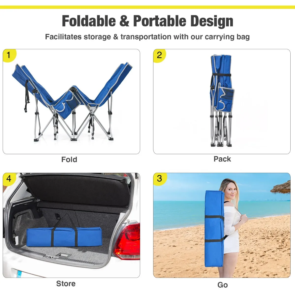 NNECW Folding Camping Cot with Side Storage Pocket &amp Detachable Headrest-Blue