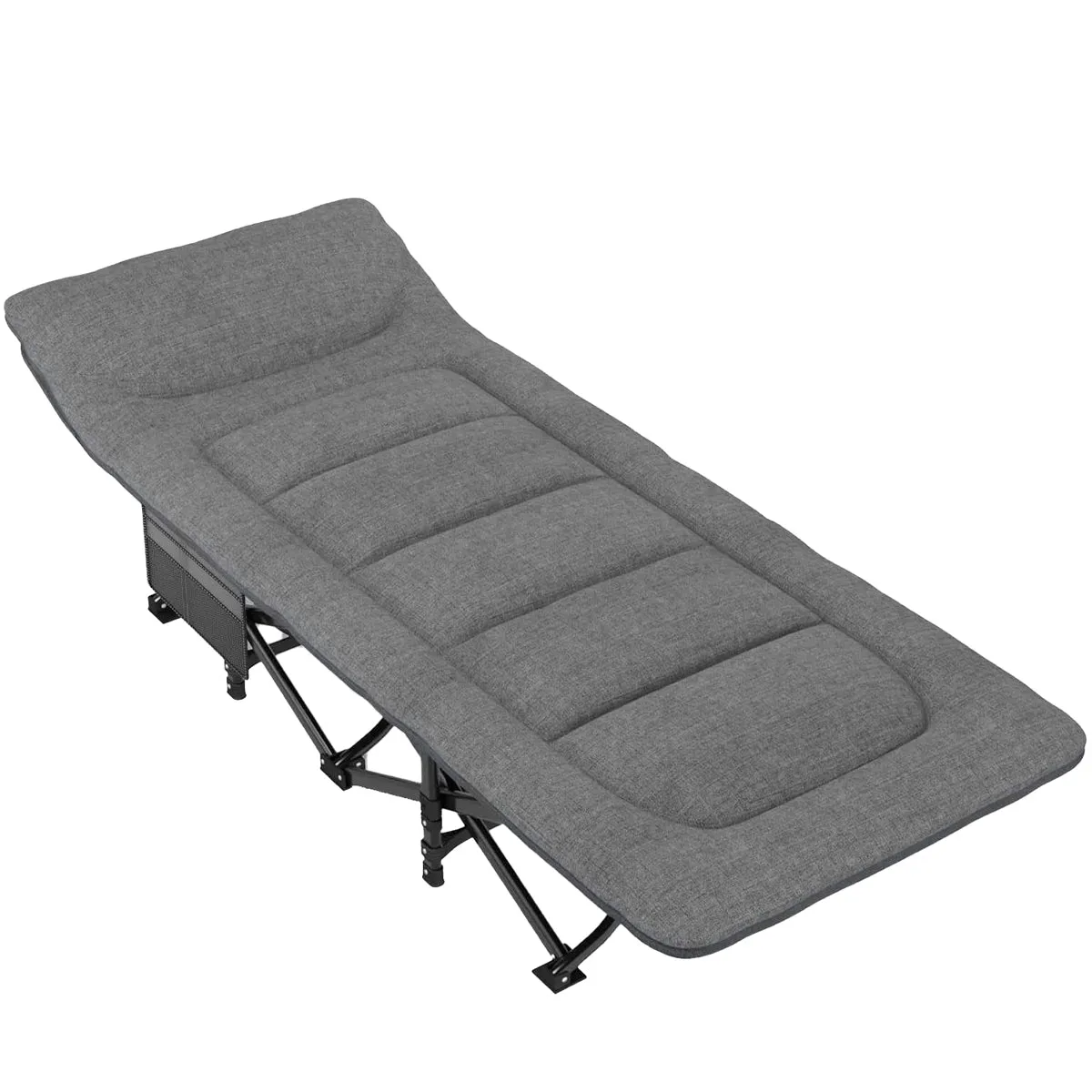 Nordcore Camping Cot Premium, Gray-190x68x40cm - max 200kg