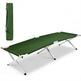 Outdoor Hiking Portable Aluminum Folding Camping Bed with Bag-Green