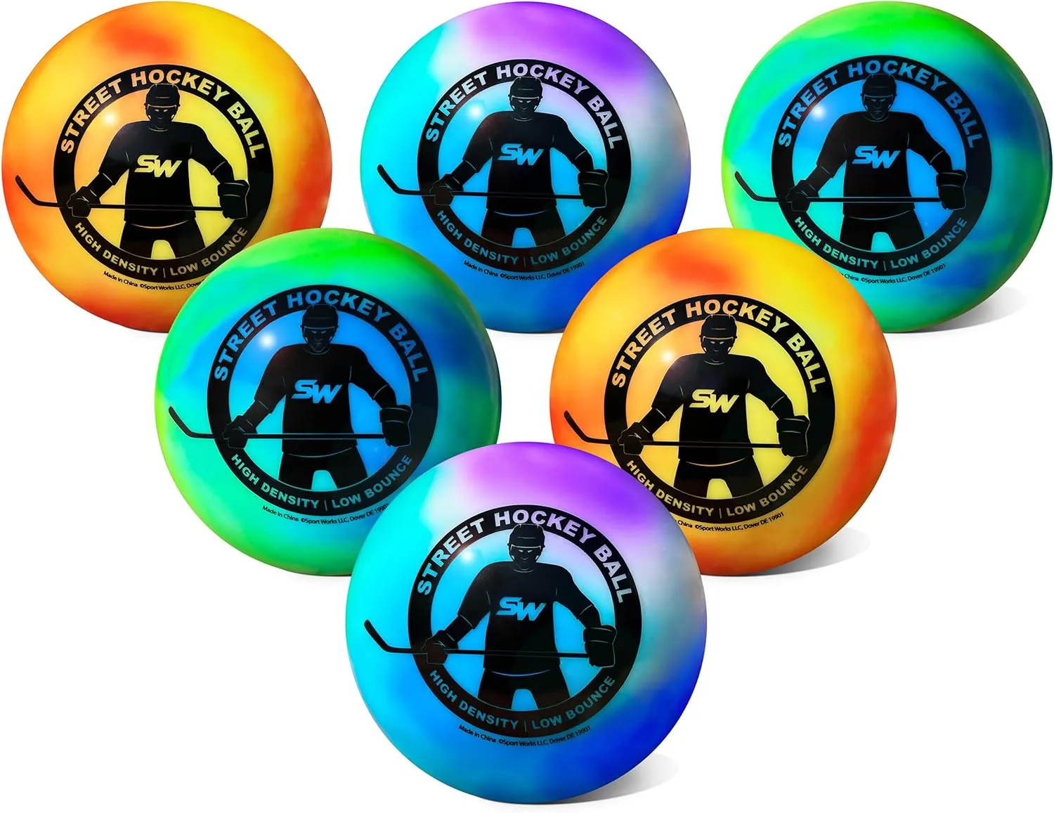 Outdoor Street Hockey Balls, 6 Pack | Official Size & Weight | High Density, Minimal Bounce for Improved Gameplay | Ideal for Roller or Street Hockey Above 32F