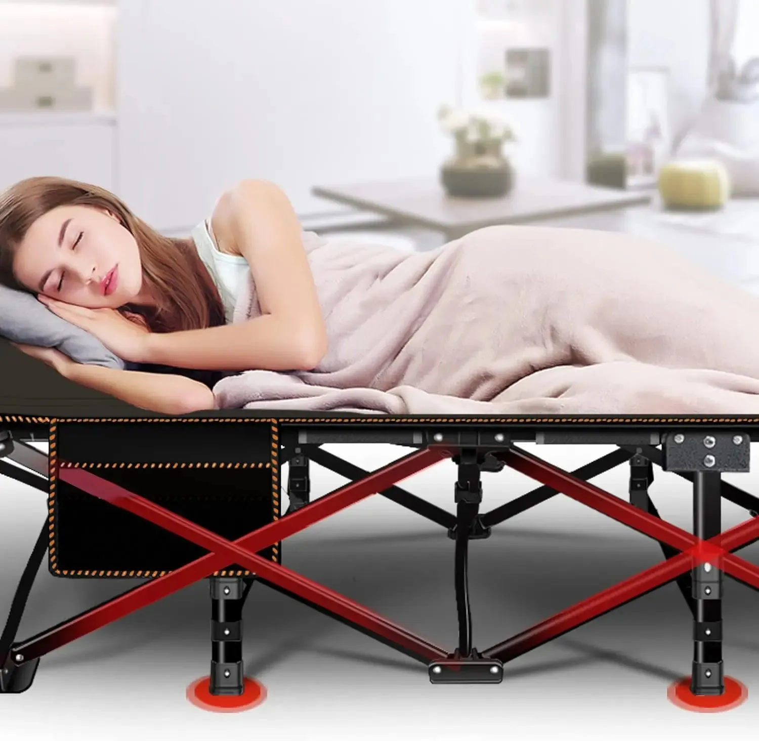 Oversized XXL Folding Camping Cot,  Portable Sleeping Bed for Camp Office Use Outdoor Cot Bed for Traveling