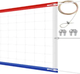 Professional Volleyball Net Outdoor Heavy Duty, Upgraded for Durability and Weatherproof, High Strength Steel Cable Reinforced Bezel, for Backyard Beach Pool Outdoor Indoor, Regulation 32x3FT