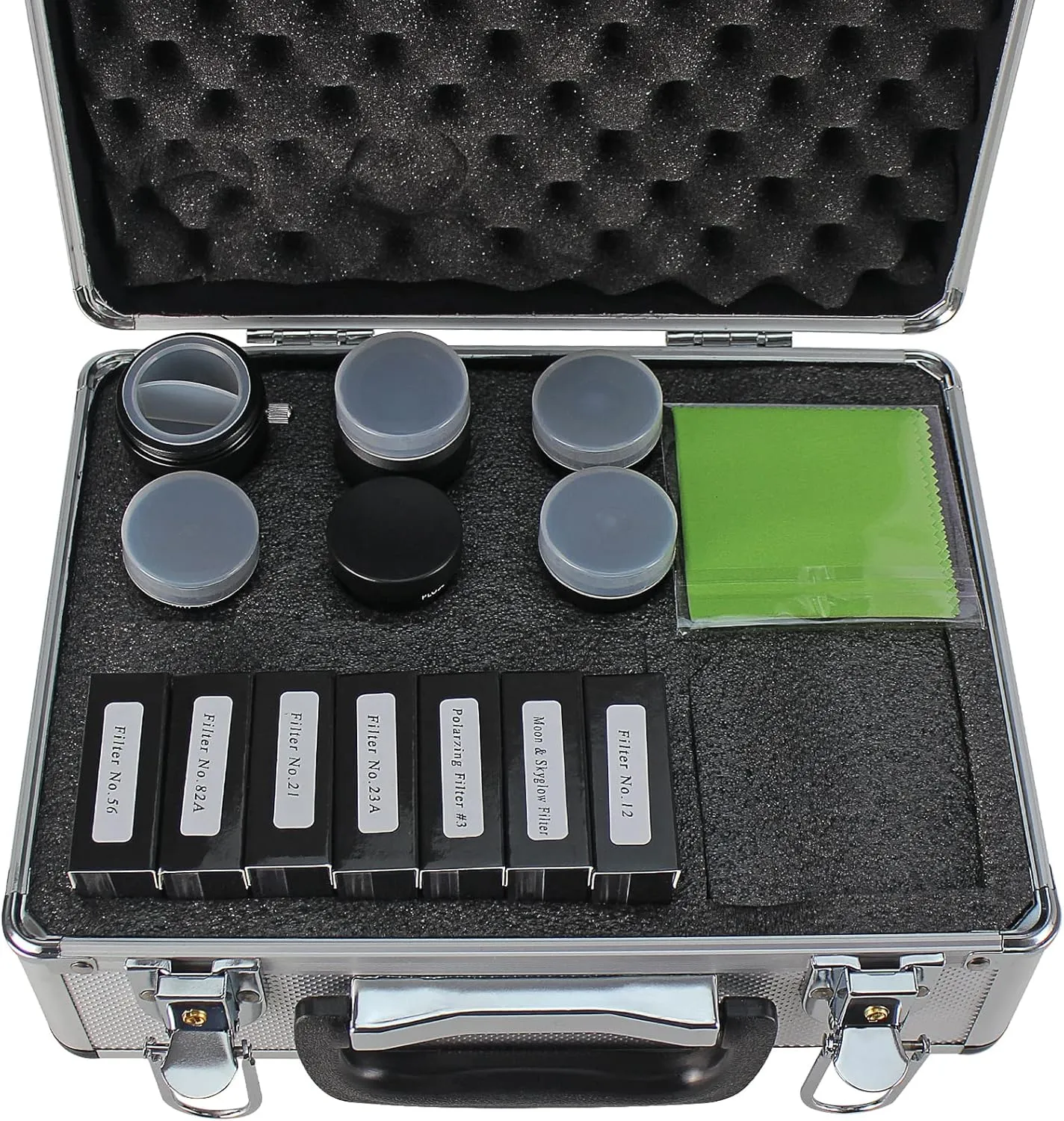 Solomark 1.25-Inch Telescope Eyepiece and Filter Set - Telescope Accessory Kit (Silver) - 5pcs Plossl Eyepiece Set, 7pcs Filter Set, 2X Barlow Lens