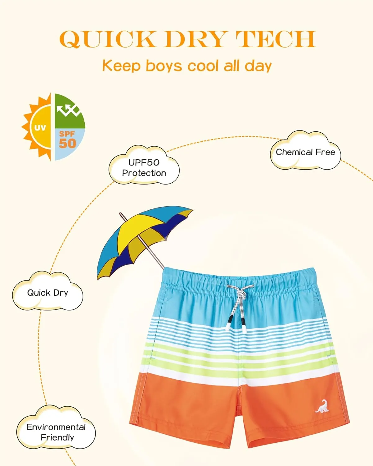 SURF CUZ Surfcuz Little Boys Swim Trunks UPF 50  Toddler Beach Shorts Swimsuit Kids Quick Dry Swimwear