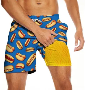 Tasneem Mens Swim Trunks with Compression Liner Swim Shorts 5 Inch Inseam Quick Dry Mens Bathing Suit