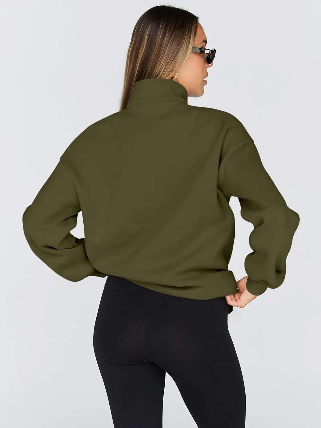 Trendy Queen Womens Oversized Sweatshirts Fall Fashion Hoodies Half Zip Pullover Long Sleeve Shirts Clothes Outfits