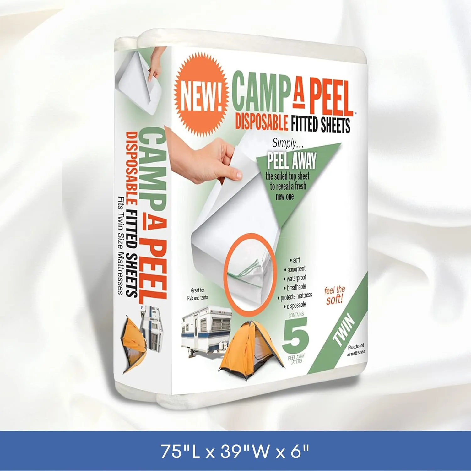 Twin Size PEELAWAYS Waterproof Disposable Bed Sheets for Homecare & Caregiving  Waterproof, Absorbent, and Easy-to-Change 5-Layer Sheets for Home, Hospital Beds, Elderly Care, Potty Training