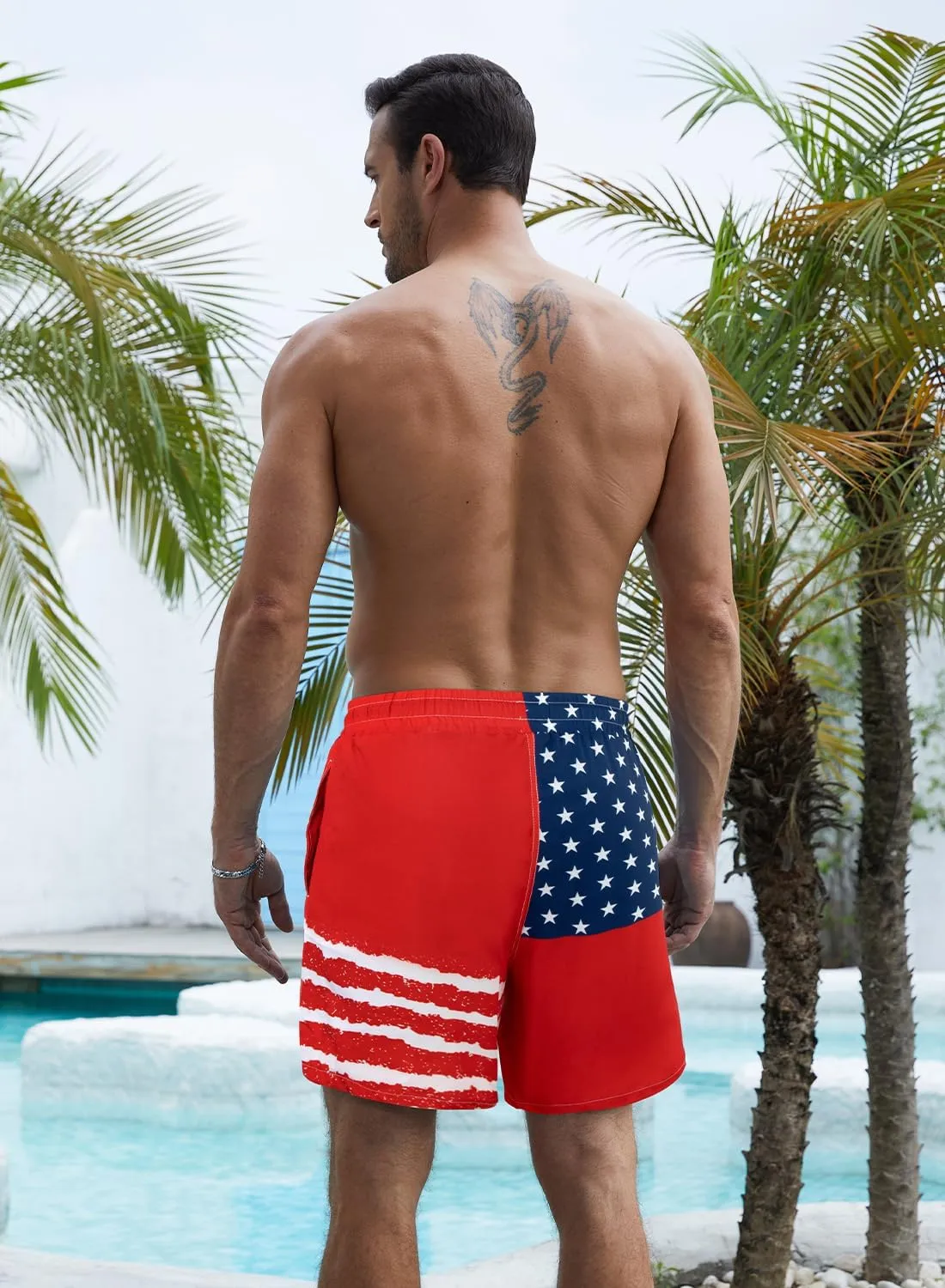 XiaoMoSha Mens Swim Trunks with Compression Liner 7" Quick Dry Board Shorts Bathing Suit with Pockets Swimwear Swimsuit S-2XL