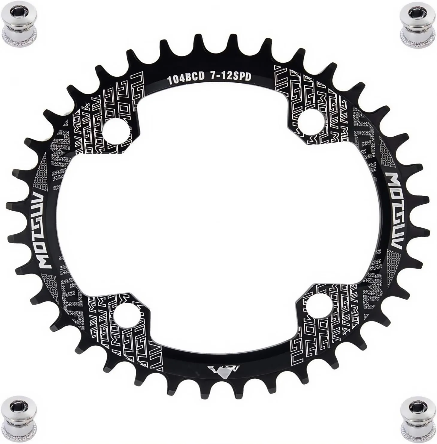 YBEKI Pro-Grade 104BCD Chainring (30-52T) CNC 7075-T6 Aluminum Narrow-Wide MTB/Road Round Oval Bike Chainwheel | Shimano/SRAM 8-11 Speed Compatible | 573MPa Strength(Black/Red/Blue)